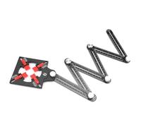 WJUAN Righello di Misurazione, Lega di Alluminio Angle Meter Righello, Nero, Righello Pieghevole a 6 Lati, con Diametro del Foro di Posizionamento Regolabile da 25 a 55 mm, per Mattoni, Legno