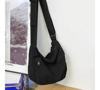 WJUHYGTF Borsa A Tracolla in Tela Da Donna Borsa A Tracolla Grande Capacità, Casual Zipper Hobo Grande Capacità Vintage Shopper Tote Bag Estetico Multiplo,Nero