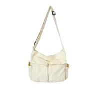 WJUHYGTF Borsa A Tracolla in Tela, Grande Capacità, Con Più Tasche Casual, Borsa A Tracolla, Borsa Da Viaggio, Borsa A Tracolla in Denim Donna E Uomo,Beige