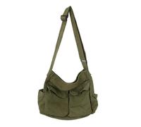 WJUHYGTF Borsa A Tracolla in Tela, Grande Capacità, Con Più Tasche Casual, Borsa A Tracolla, Borsa Da Viaggio, Borsa A Tracolla in Denim Donna E Uomo,Verde