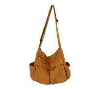 WJUHYGTF Borsa A Tracolla in Tela, Grande Capacità, Con Più Tasche Casual, Borsa A Tracolla, Borsa Da Viaggio, Borsa A Tracolla in Denim Donna E Uomo,Marrone