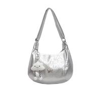 WJUHYGTF Borsa A Tracolla Per Signore, Borse in Pelle PU Crescent Moon Bag Tote Bag A Spalla Per Le Donne Spallacci Intercambiabili Per Le Donne,Argento