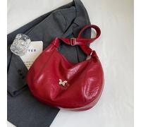 WJUHYGTF Borsa A Tracolla Per Signore, Borse in Pelle PU Crescent Moon Bag Tote Bag A Spalla Per Le Donne Spallacci Intercambiabili Per Le Donne,Rosso