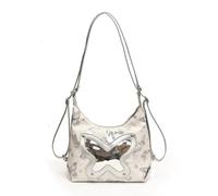 WJUHYGTF Borse Da Donna in Pelle PU, 2024 Nuova Borsa A Tracolla Con Motivo A Farfalla Per Le Donne Zaino Impermeabile Borsa Da Viaggio Zaino Retrò,Beige