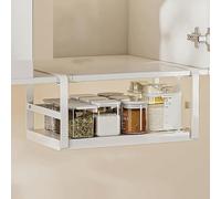 WJUHYGTF Cestino Portaoggetti sotto Ripiano, Cesto Appeso, L'armadio, Cestello in Filo Metallico Organizer per Mobili da Cucina, Armadi, Scaffali, Libreria Senza Bottiglie, Lattine,Beige,L