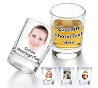 WJunEYao Bicchierini da shot personalizzati da 45 ml, set da 1-10 bicchieri da shot con foto del viso, testo, logo, regali per matrimoni, compleanni, Natale, bomboniere per lui Her-Face