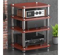 WJVXDP Rack Audio, Scaffale Angolare for Supporto Multimediale Av | Scaffale for Dvd, Supporto for Intrattenimento, Torre Audio for Rack, Supporto for Giradischi(Teak,60x48x76cm)