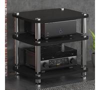 WJVXDP Rack Audio, Scaffale Angolare for Supporto Multimediale Av | Scaffale for Dvd, Supporto for Intrattenimento, Torre Audio for Rack, Supporto for Giradischi(Black,60x48x57cm)