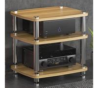 WJVXDP Rack Audio, Scaffale Angolare for Supporto Multimediale Av | Scaffale for Dvd, Supporto for Intrattenimento, Torre Audio for Rack, Supporto for Giradischi(Walnut,60x48x57cm)
