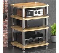 WJVXDP Rack Audio, Scaffale Angolare for Supporto Multimediale Av | Scaffale for Dvd, Supporto for Intrattenimento, Torre Audio for Rack, Supporto for Giradischi(Walnut,60x48x76cm)