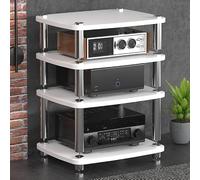 WJVXDP Rack Audio, Scaffale Angolare for Supporto Multimediale Av | Scaffale for Dvd, Supporto for Intrattenimento, Torre Audio for Rack, Supporto for Giradischi(White,60x48x76cm)