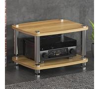 WJVXDP Rack Audio, Scaffale Angolare for Supporto Multimediale Av | Scaffale for Dvd, Supporto for Intrattenimento, Torre Audio for Rack, Supporto for Giradischi(Walnut,60x48x38cm)