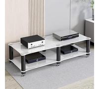 WJVXDP Scaffale Av for Amplificatore Audio Rack Stereo | Armadietto Multimediale a 1/2/3/4 Livelli for Componenti Stereo di Intrattenimento(White,2 Tier)