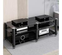 WJVXDP Scaffale Av for Amplificatore Audio Rack Stereo | Armadietto Multimediale a 1/2/3/4 Livelli for Componenti Stereo di Intrattenimento(Black,3 Tier)