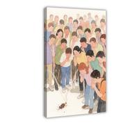 WJWART Dipinto ad acquerello di un cane che fa surf sul mare, stampa su tela, decorazione per camera da letto, paesaggio decorativo, regalo, 30 x 45 cm