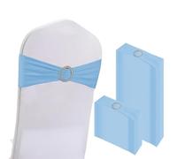 WJWHQ 100 fasce elastiche in spandex per sedia, con fibbia, per matrimoni, ricevimenti, eventi, decorazioni universali per cerimonie e banchetti (celeste)