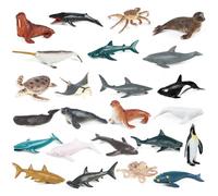 WJWINER 24 Pezzi Animali Giocattolo per Bambini, Animali Marini per Bambini, Mini Animali Giocattolo Assortiti in Plastica, Aspetto Realistico, Perfetti Come Gioco per Bagnetto, Gioco Educativo