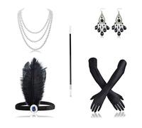 WJWINER 5 Pezzi Set Di Accessori Anni '20, Accessori Anni 20 Donna, Kit Accessori Anni 20 Donna,Gatsby Stile Kit,Great Gatsby Accessori Set, Ccessori Anni 20 Donna Costume, Per Halloween Festa
