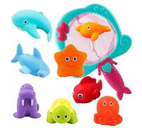 WJWINER Giochi Bagnetto Neonato, Bath Squirt Toys for Baby Giocattoli da Bagno per Bambini, 9 Pezzi Giocattoli da Bagno Galleggianti a Forma di Animali Marini, per Bambini 1 2 3 4 Anni