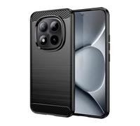 WJXEXRS Cover per Xiaomi Redmi Note 15 Pro Plus 5G, Custodia Spazzolata e Fibra di Carbonio Morbido Silicone TPU Slim Fit, Antiurto, Antigraffio, Antiscivolo, Cover Xiaomi Redmi Note 15 Pro+ 5G -Nero