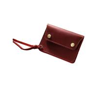 WJXFHTD 1 portamonete in pelle da donna, piccolo portamonete a due bottoni, può contenere una varietà di carte e banconote piegate, monete, Rosso, Vintage