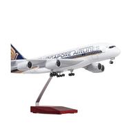 WJXNNON Scala 1/160 Per Il Modello Singapore Airlines A380 Con Luci E Ruote, Giocattolo Pressofuso In Resina, Espositore Commemorativo(With lamp)