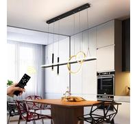 WJYCYN Lampada per Sala da pranzo Dimmerabile L100cm Lampada a sospensione ovale a LED con faretto Lampadari moderna Oro nero per tavolo da pranzo 70W 5600LM telecomando Isola di cucina Cucine