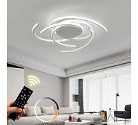 WJYCYN Plafoniera Bianco LED dimmerabile Plafoniera moderna di design floreale a spirale con telecomando per tavolo da pranzo camera da letto Lampada da soffitto in metallo per soggiorno Ø75cm 92W