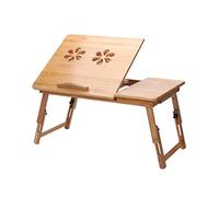 WJYLM Computer Portatile Stand, Laptop Table Letto Vassoio Regolabile inclinabile Top Pieghevole Tavolo Multi-Tasking Stand Colazione Che Serve Bamboo Supporta Fino,L con Foro Ventola