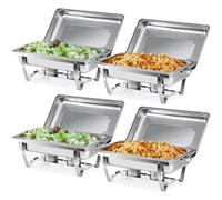WJYTDHIQS 9L Chafing Dish Catering Buffet Set, Scaldavivande per Buffet in Acciaio Inox, 2/4/6 Pezzi Set Buffet Scaldavivande, per Party, Feste, Matrimoni, Banchett,1/3Plate