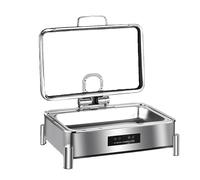 WJYTDHIQS 9L Chafing Dish Elettrico Acciaio Inox, Chafing Dish Elettrico Professionale, 9L Scaldavivande Elettrico, con Controllo Touch Screen e Coperchio in Vetro, per Buffet, Feste e Banchetti
