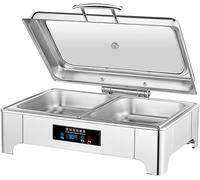 WJYTDHIQS 9L Scaldavivande Elettrico, Chafing Dish Buffet con Coperchio Visibile,Temperatura Regolabile Acciaio Inox Chafing Dish Buffet, con Controllo Touch Screen e Coperchio in Vetro