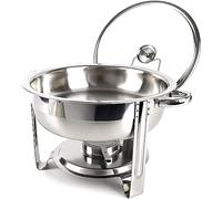 WJYTDHIQS Chafing Dish Buffet Set 6L[Robust und hochwertig], Acciaio Inossidabile Rotondo Buffet Chafing Piatto Vetro, Caldaia A Combustibile Solido Anti Scaldabagno, per Buffet per Compleanno
