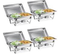 WJYTDHIQS Scaldavivande pieghevole professionale in acciaio inox, set da 2/4/6 padelle - 9 l utensili da portata per buffet, fornello da buffet in acciaio inox, scaldavivande