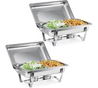 WJYTDHIQS Scaldavivande pieghevole professionale in acciaio inox, set da 2/4/6 padelle - 9 l utensili da portata per buffet, fornello da buffet in acciaio inox, scaldavivande