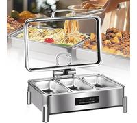 WJYTDHIQS Server da buffet da 9 litri con regolazione della temperatura touchpad, scaldavivande elettrico in acciaio inox, grande capacità, mantiene il cibo caldo con scaldavivande e scaldapiatti