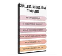 WJZJSVWTAU Challenge Negative Thoughts Quote Print - Inspirational Psychology Wall Art, Uplifting Decor for Home Office, Classroom, Gift(Framed,12x18inch(30x45cm))