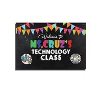 WJZJSVWTAU Coding & Technology Poster - Personalized Classroom Sign with Teacher Name, Custom Welcome to Computer Lab Wall Art for School(Framed,08x12inch(20x30cm))