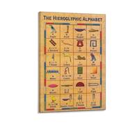WJZJSVWTAU Egyptian Hieroglyphics Alphabet Poster - Decode Ancient Symbols, Mystical Wall Art for Study, Living Room or Office Decor(Framed,08x12inch(20x30cm))