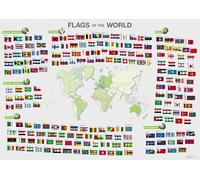 WJZJSVWTAU Flags of the World Map Poster, Large Detailed Political Map for Learning, Travel Wall Art for Home Decor (Framed,16x24inch(40x60cm))