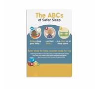 WJZJSVWTAU Infant Care Guide Poster - ABCs of Safe Sleep Tips, New Parents Educational Wall Art for Baby Room(Framed,16x24inch(40x60cm))