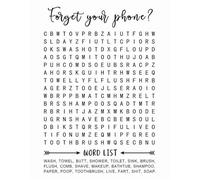 WJZJSVWTAU Novelty Bathroom Game Poster - Word Search for Bath Time Fun, “Forget Your Phone” Canvas Wall Art, Unique Gift for Homeowners(Unframed,12x18inch(30x45cm))