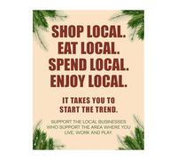 WJZJSVWTAU Shop & Support Local Businesses Wall Art - Rustic Floral Motivational Print for Kitchen, Cafe, or Farmer's Market Lovers(Unframed,16x24inch(40x60cm))