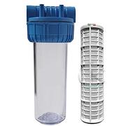 WK Contenitore Filtro 10" 3/4" Tipo 3 Pezzi Staffabili con Cartuccia in Nylon lavabile e riutilizzabile 10" - Made in Italy - Struttura Robusta e Versatile per Filtrazione dell'Acqua
