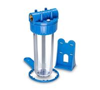 WK - Kit Completo composto da Contenitore Vuoto per Filtrazione Acqua da 10 Pollici, Staffa di Fissaggio e Chiave di Apertura per Montaggio