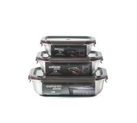 WK WARMCOOK - Confezione da 3 contenitori per alimenti in acciaio inox, adatti al microonde, 580, 1100 e 1900 ml