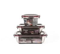 WK WARMCOOK Cuitisan - Confezione da 3 contenitori per alimenti in acciaio inox, adatti al microonde, 410, 580 e 1100 ml