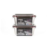 WK WARMCOOK Cuitisan - Set di 2 contenitori per alimenti, 980 ml, in acciaio inox, adatti al microonde
