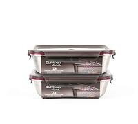 WK WARMCOOK Cuitisan - Set di 2 contenitori per alimenti in acciaio inox, adatti al microonde, 1100 ml