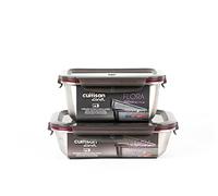 WK WARMCOOK Cuitisan - Set di 2 contenitori per alimenti in acciaio inox, adatti al microonde, 980 e 1100 ml